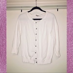 Cropped LOFT Cream Cardigan with Jewel detail